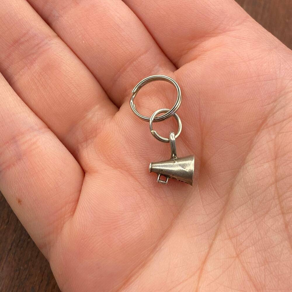Vintage 925 Sterling Silver Cheerleading Megaphone Pendant Bracelet Charm